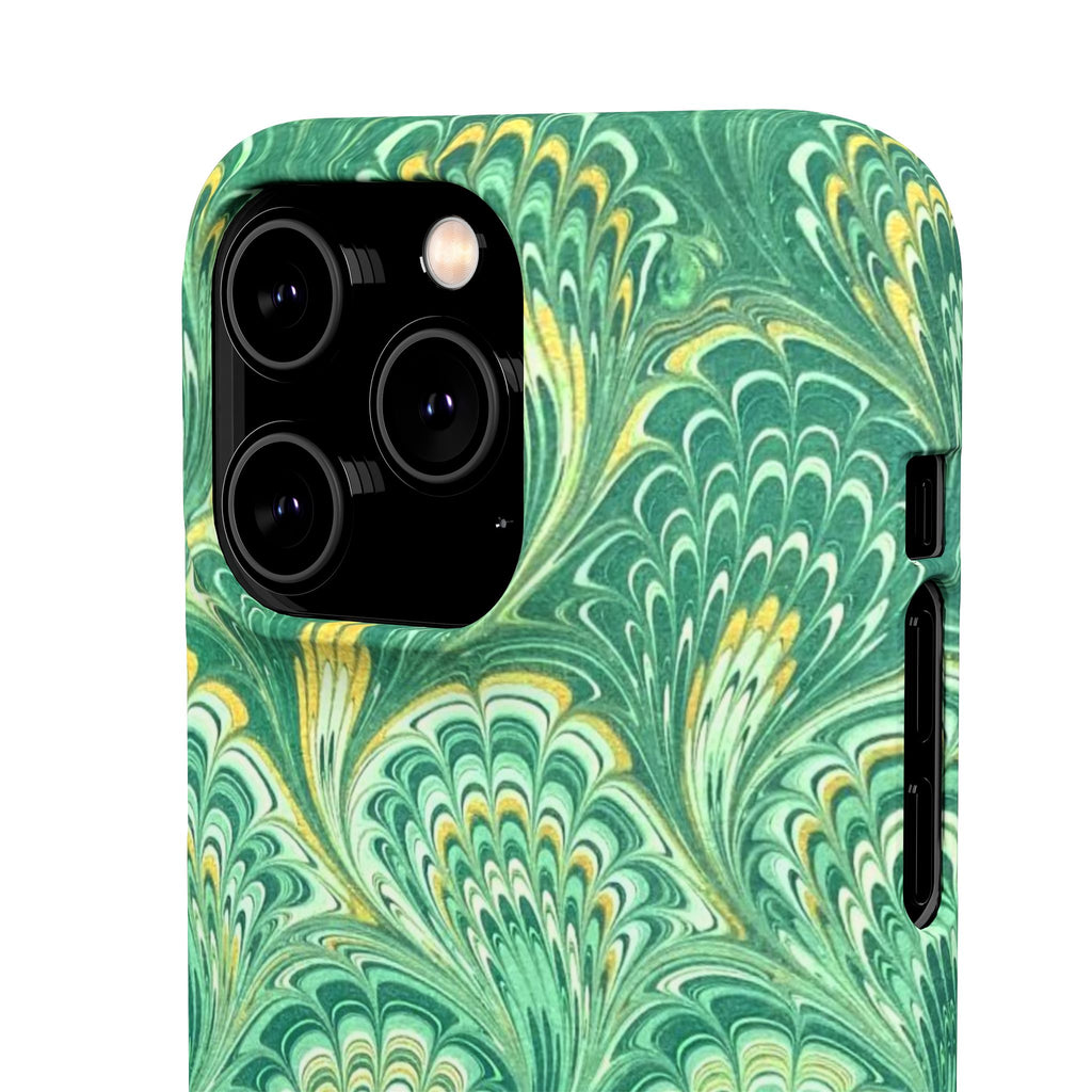 Marbled Feather Green Swirl - Single Layer Slim Phone Case