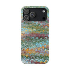 Blue, Green, Yellow Marbled Swirl - Single Layer Slim Phone Case