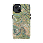 Florentine Marble iPhone Case | Inspired by Florence | Italian Marbled Paper Technique | Artisanal Green Swirl | Dual-Layer Protective Case | Matte or Glossy