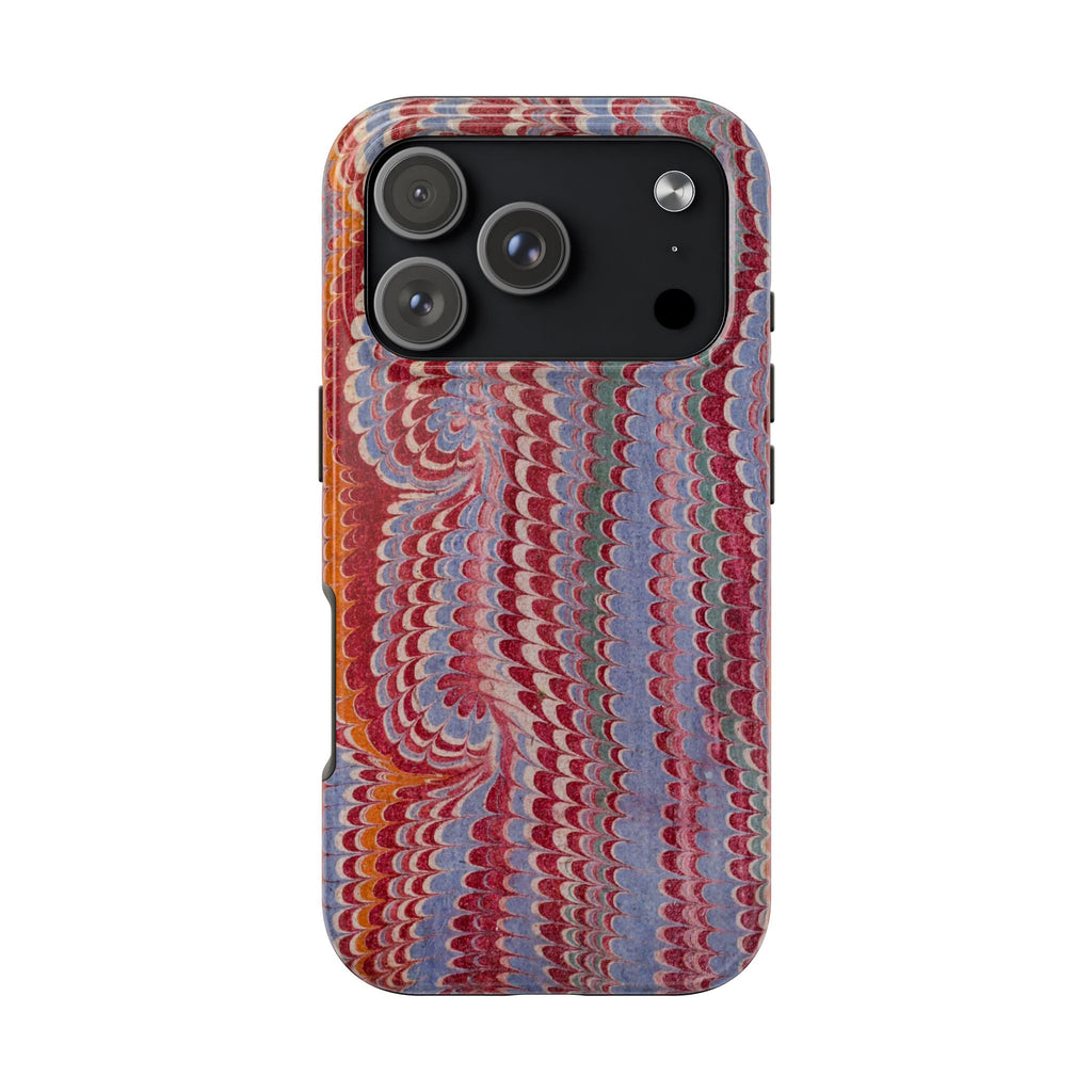 Burgundy + Lavender Swirls Peacock Marbled Tough Phone Case - Dual Layer