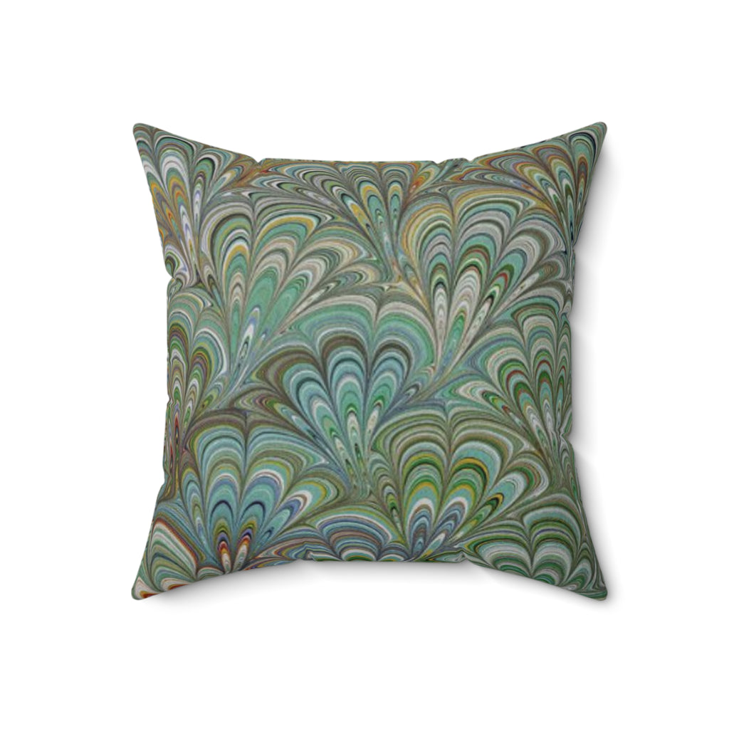 Green Peacock Square Throw Pillow includes Pillow, Hidden Zipper