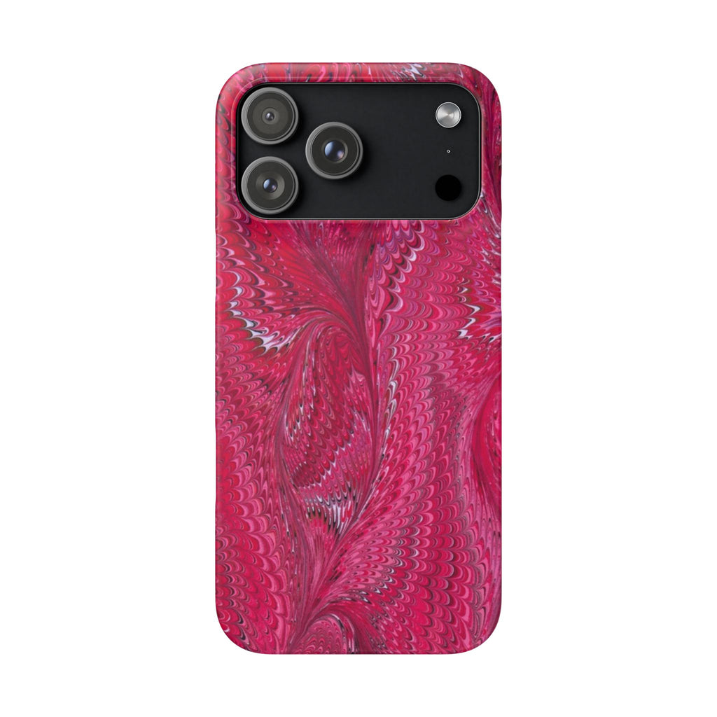Deep Pink Marbled Swirl - Single Layer Slim Phone Case