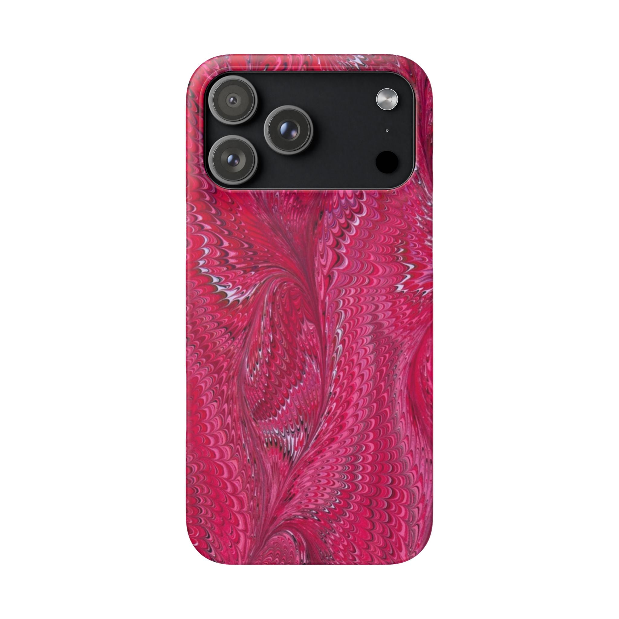Deep Pink Marbled Swirl - Single Layer Slim Phone Case