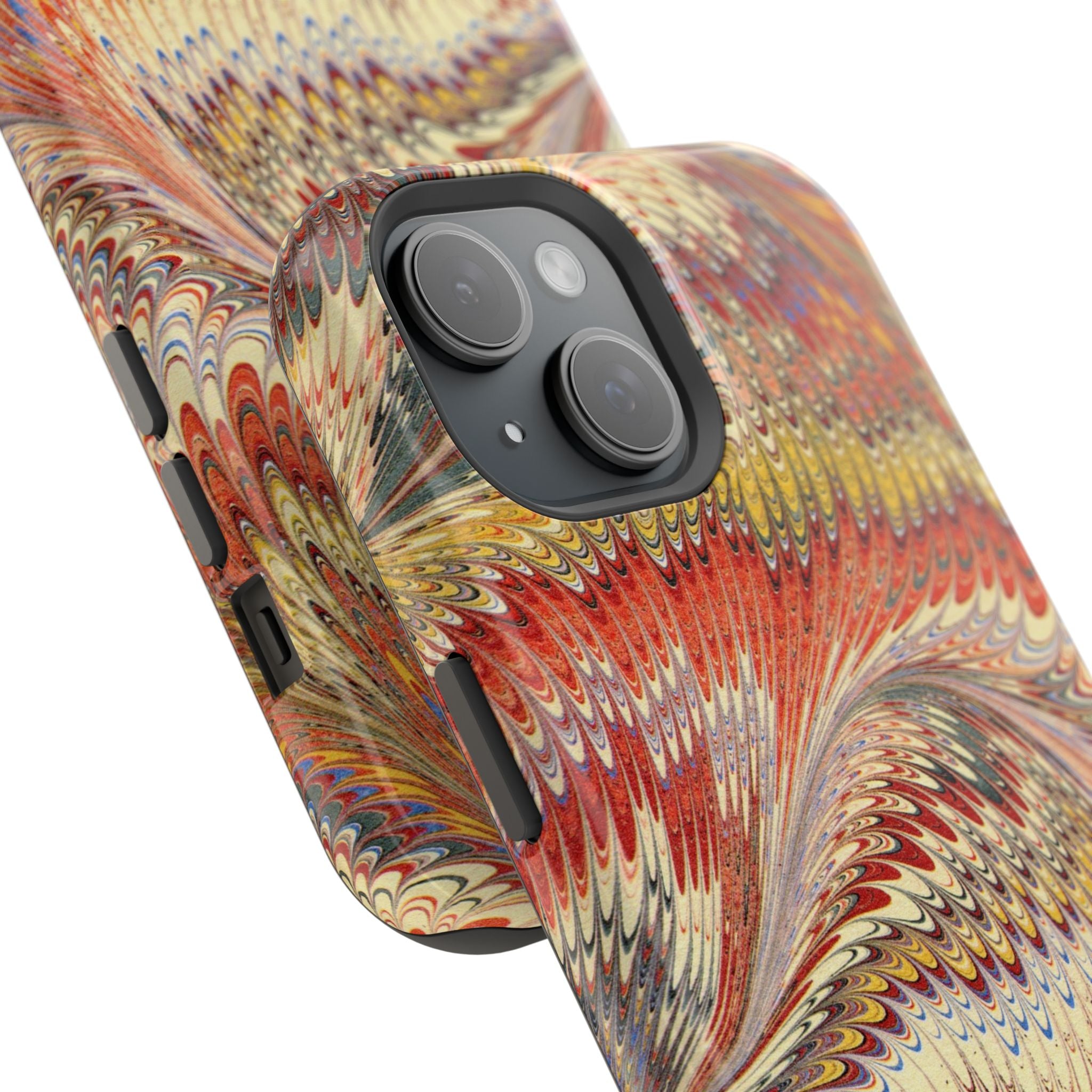 Rust + Gold Italian Marbled Design Magnetic MAG SAFE - Dual Layer Case - Glossy or Matte