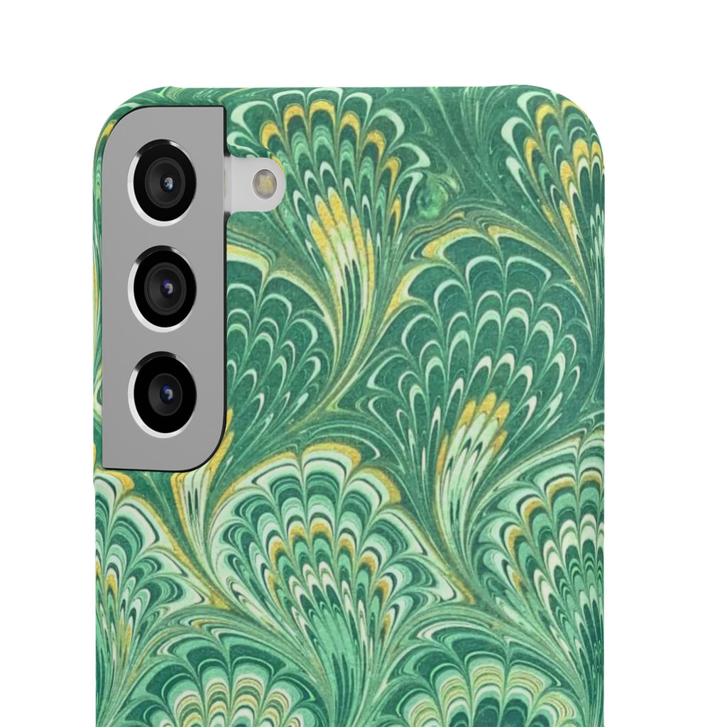 Marbled Feather Green Swirl - Single Layer Slim Phone Case