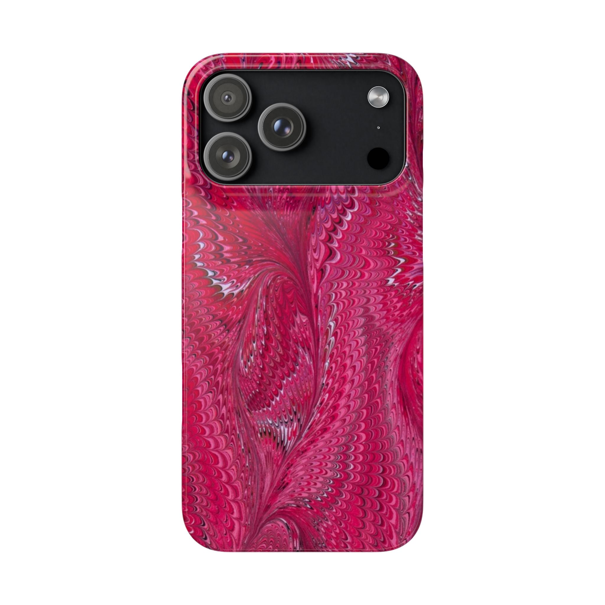 Deep Pink Marbled Swirl - Single Layer Slim Phone Case