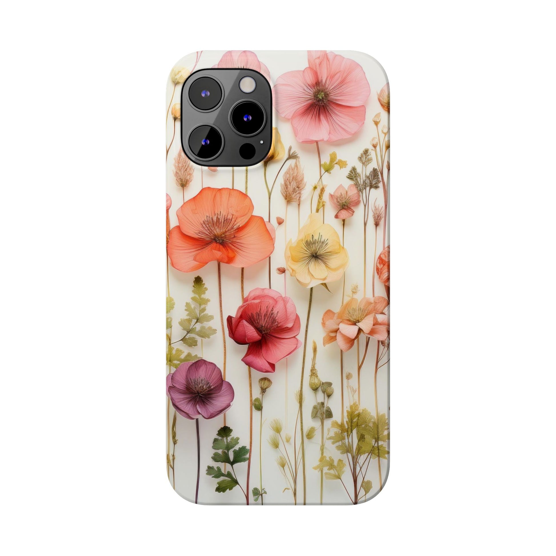 Floral, Pressed Flowers, Pink, Pastels, iPhone 16 and Other Sizes Phone Case, Mag Safe