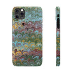 Phone Case with Design from Italy - Marbled "Peacock" Design, Green, Blue, Multi-Color Slim Phone Cases
