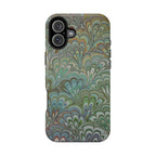 iPhone17 + All Models Phone Cases, Italian Peacock Feather Design, Stylish Impact-Resistant Shell, Protective Cover, Green Peacock Print