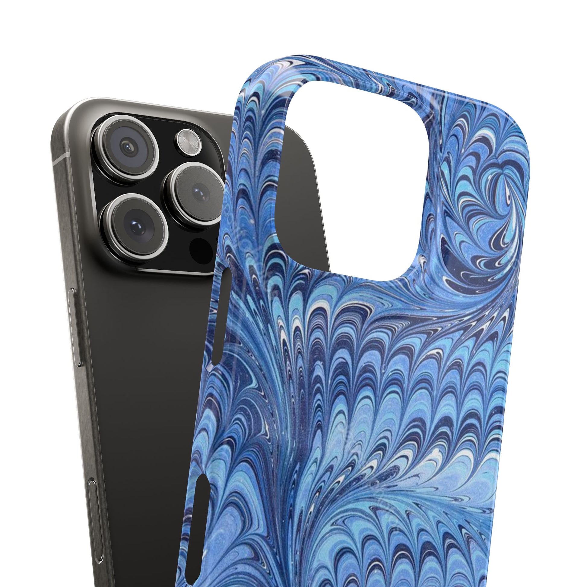 Blue Italian Marbled Design, Green and Blue Pallet, Slim Phone Case