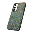 Green Marbled Peacock Durable Phone Case - Matte or Glossy