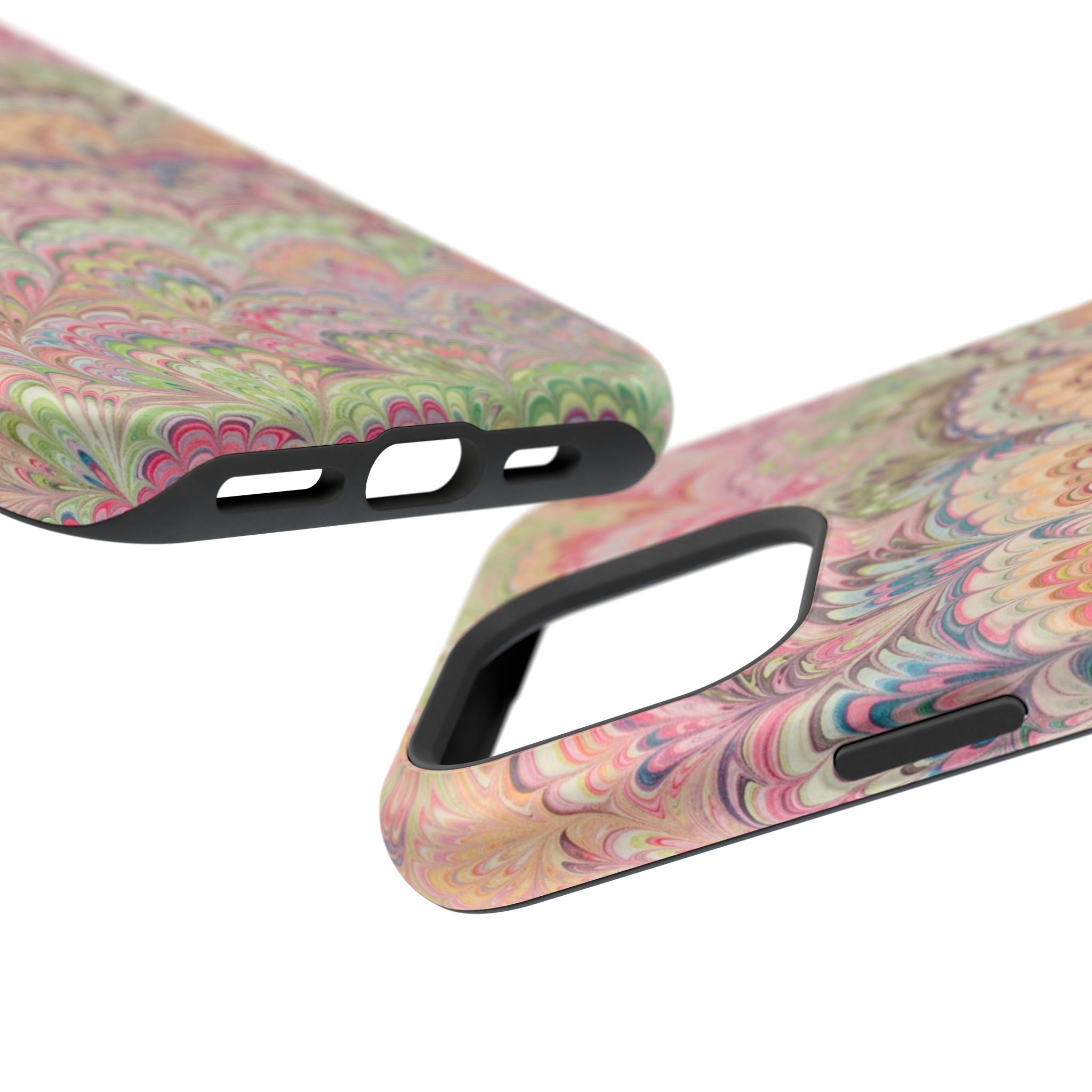 Marbled Pastel Pink and Green Impact-Resistant Phone Case for Apple + Samsung
