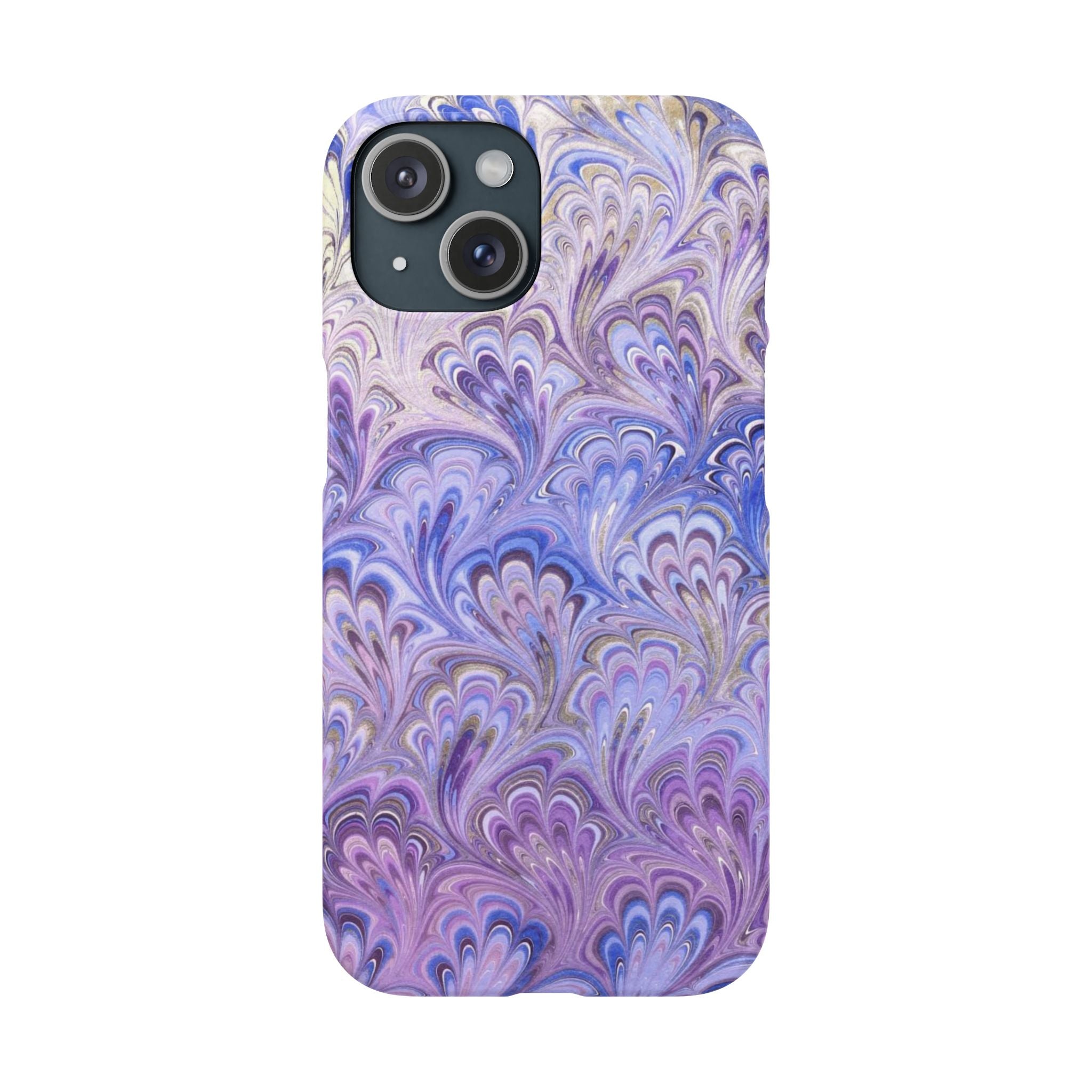 Marbled Feather Lavender + Purple Swirl - Single Layer Slim Phone Case
