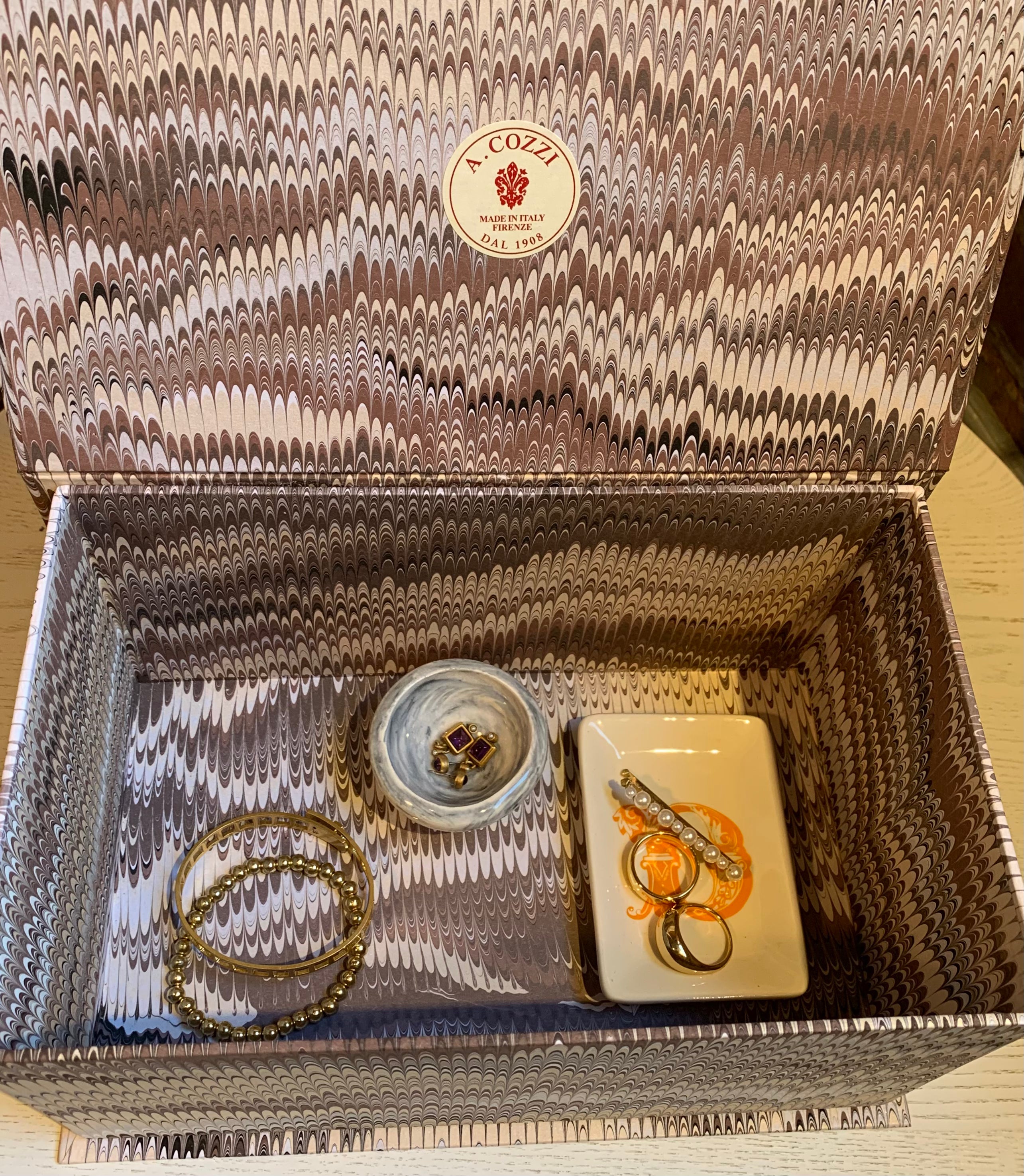 Italian Marbled Keepsake, Jewelry Box - Rectangular