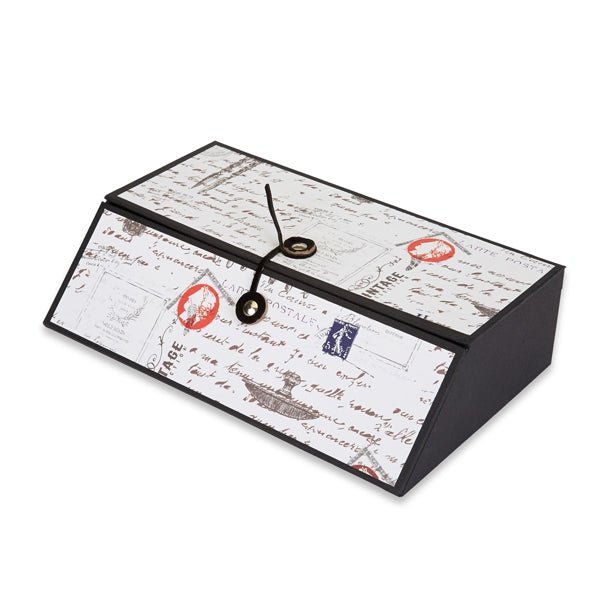 Quill Pen Writing Set Desk Box with Wax Seal Stamp, Sealing Wax, Inkwell with Holder, Blotter, Nibs and Burgundy Feather Quill