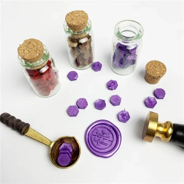 Bead Sealing Wax Kit with 6 colors Sealing Wax Beads, Melting Pot, Candle and Spoon