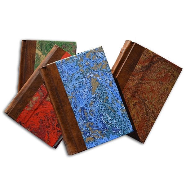 Leather & Marble Journal Book 5x7"- Italian Made-128 Lined sheets Leather Binding