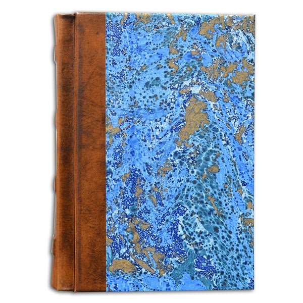 Leather & Marble Journal Book 5x7"- Italian Made-128 Lined sheets Leather Binding