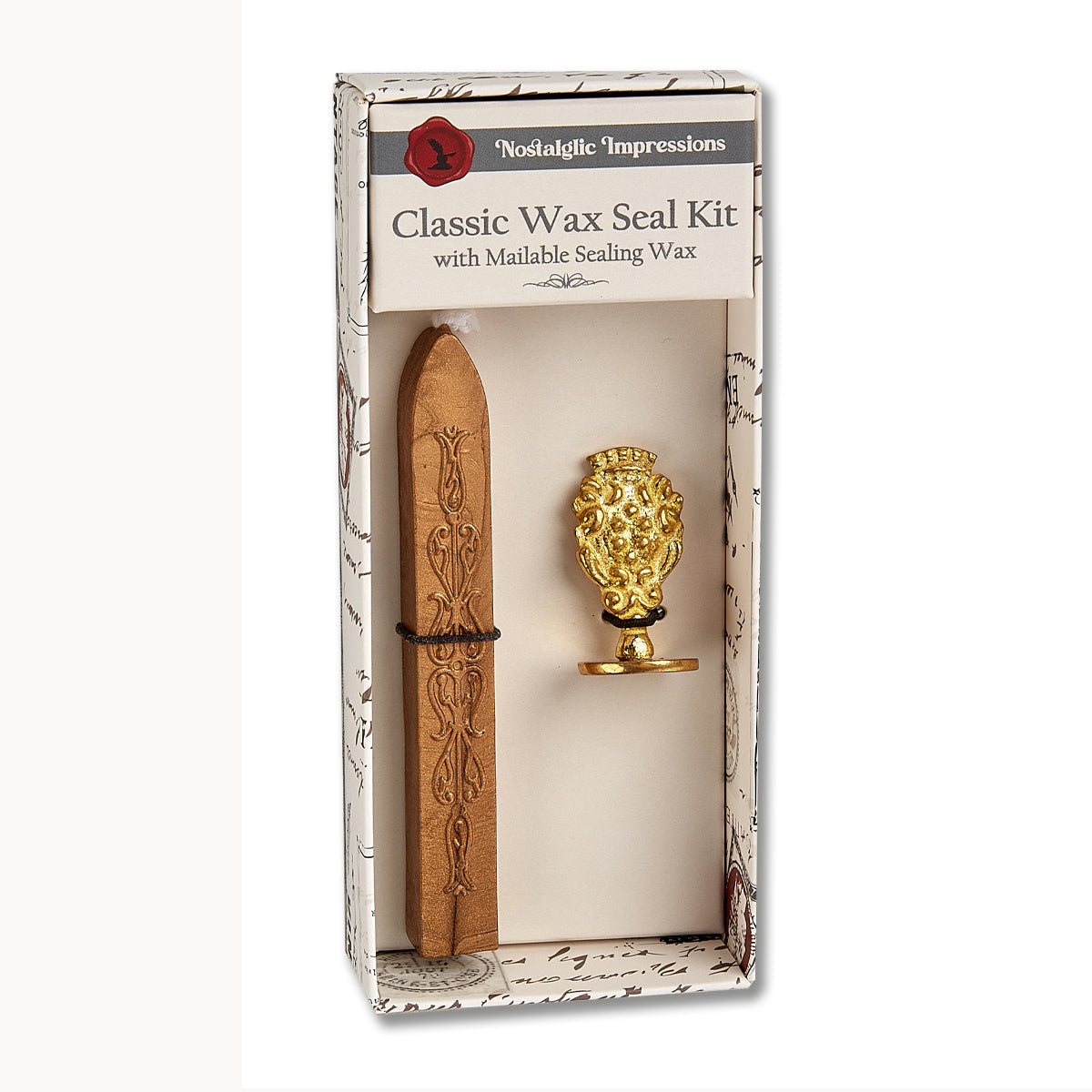 Quill & Ink Wax Seal Stamp – Vintage-Style Round Florentine Brass Stamp with Attached Handle