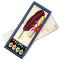 Feather Quill Pen & Ink Calligraphy Set with 4 inks and Scroll- Made In Italy