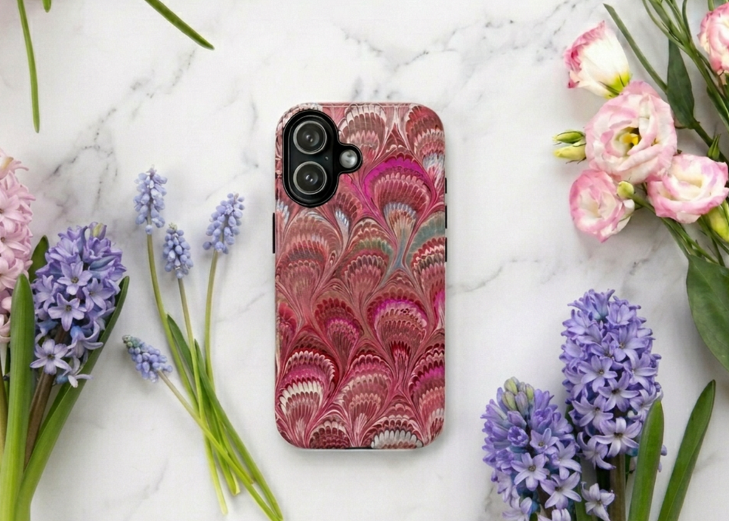 Shades of Pink Marbled Phone Case — Tough Dual Layer Phone Cover