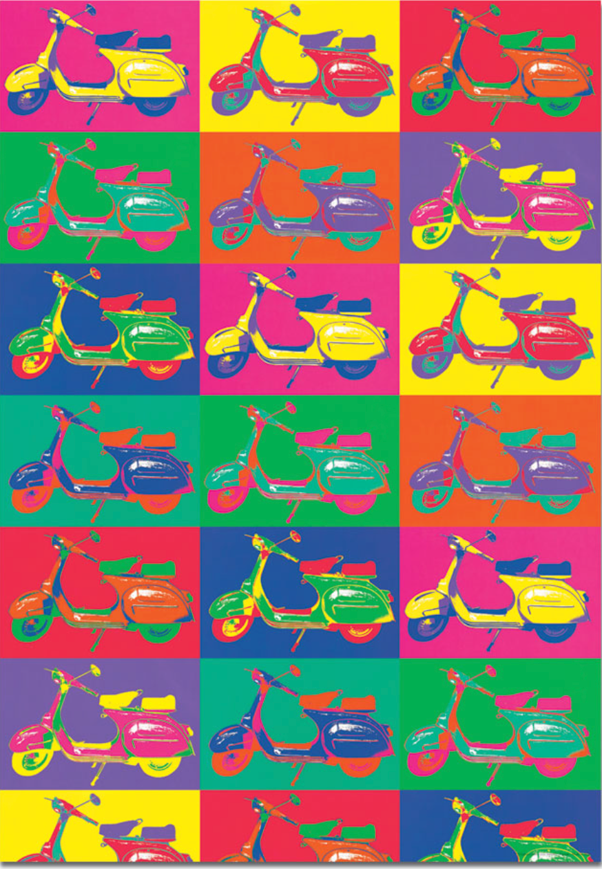 Vespa Scooter Colorful Vintage Pop Poster Printed in Italy