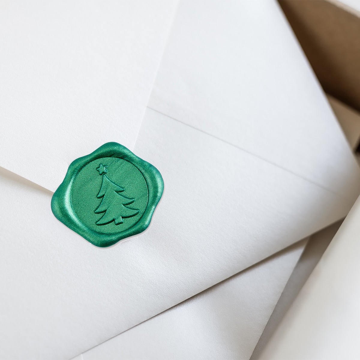 Christmas Adhesive Wax Seals 25Pk Quick-Ship Stickers - 1" -Assorted: Green Tree, Crimson Reindeer & Silver Snowflake