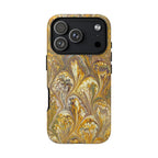 Golden Yellow, Burgundy Marbled Italian Phone Case - Dual Layer - Matte or Glossy