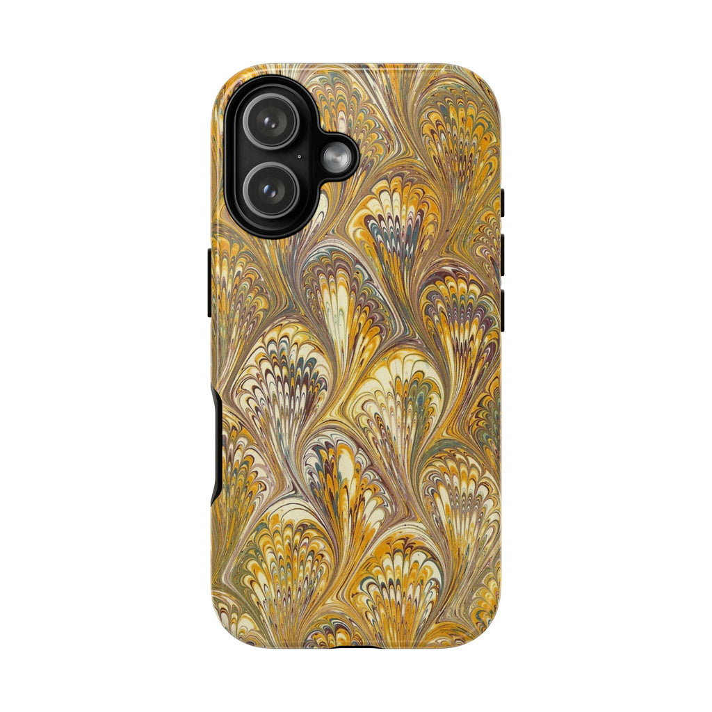Golden Yellow, Burgundy Marbled Italian Phone Case - Dual Layer - Matte or Glossy