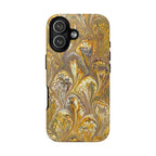 Golden Yellow, Burgundy Marbled Italian Phone Case - Dual Layer - Matte or Glossy