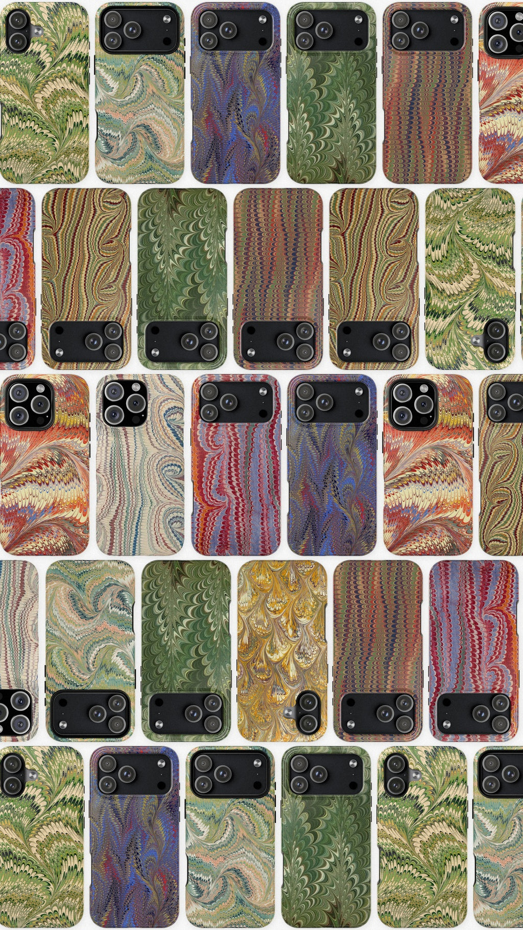 Florentine Marble iPhone Case | Inspired by Florence | Italian Marbled Paper Technique | Artisanal Green Swirl | Dual-Layer Protective Case | Matte or Glossy